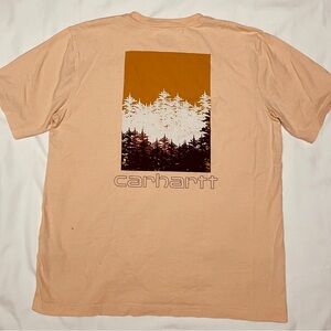 Carhartt Men's Peach Tee with Forest Design